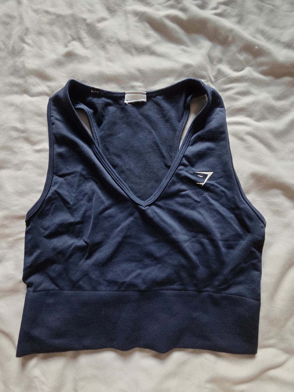 Gymshark Navy V‑Neck Racerback Crop Top